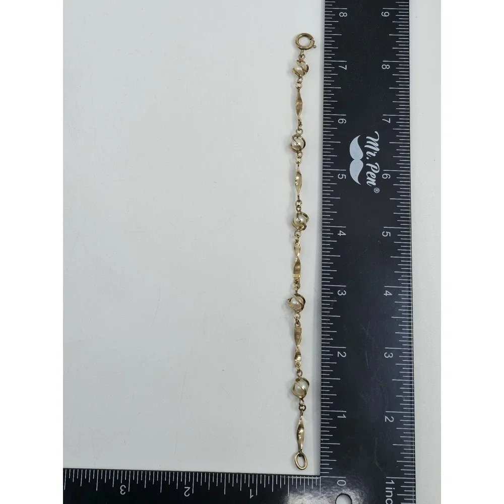 Vintage Van Dell 1/20 12K GF Gold Filled Twisted Link Caged Pearl Bracelet
